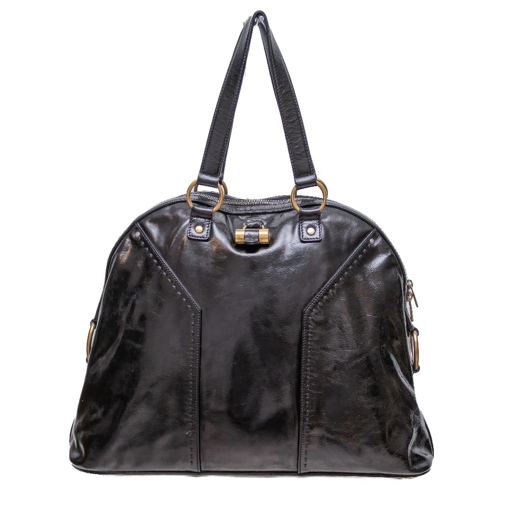 Yves Saint‎ Laurent Muse Black Leather Handbag – Large Dome Satchel